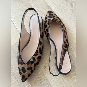 J crew leopard print sling back flats